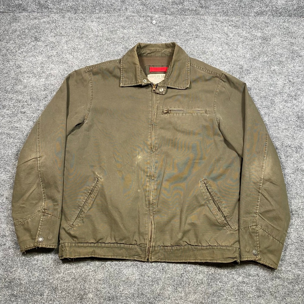 Old Navy Surplus Gear Mens Medium Olive Green Canvas Field Jacket Military Work